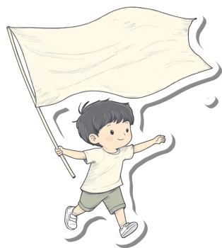 A Young Boy Joyfully Carries A Blank White Flag png