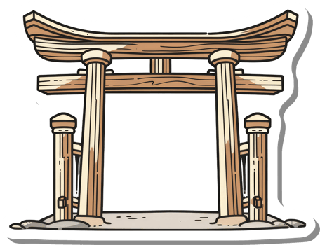 A Traditional Japanese Wooden Torii Gate Illustration png