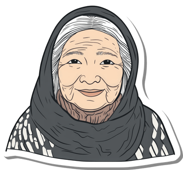 Elderly Woman Wearing A Grey Headscarf Smiling png