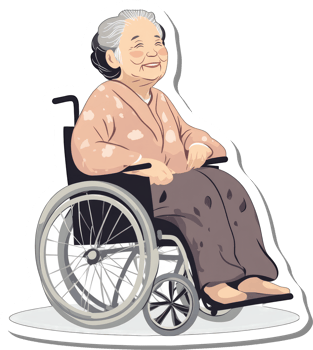 Happy Elderly Woman Sitting In A Wheelchair png