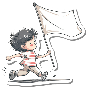 A Child Runs Joyfully Carrying a Blank White Flag png