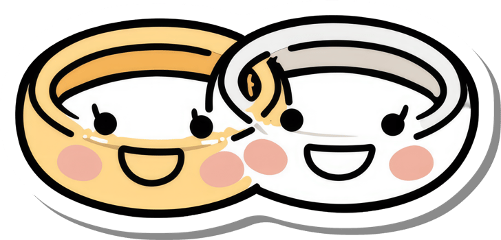 Two Happy Intertwined Cartoon Rings Smiling png