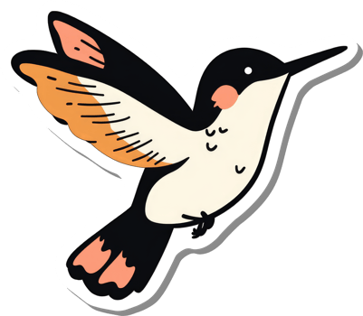 A stylized hummingbird in flight is depicted in this image png