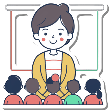 Large Teacher Addresses Small Class of Students png