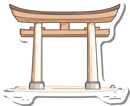 Illustration of a Traditional Japanese Torii Gate png