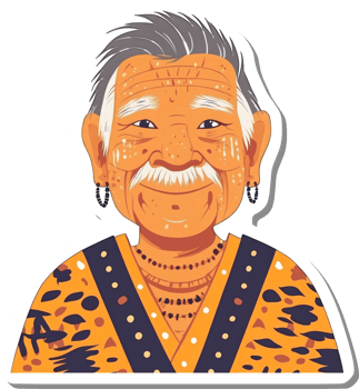 Smiling Elderly Indigenous Man Wearing Traditional Clothing png