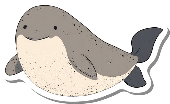 Adorable Cartoon Narwhal Sticker Design Illustration png