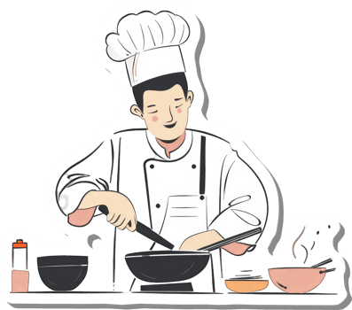 A Chef Cooking Delicious Asian Cuisine in a Wok png