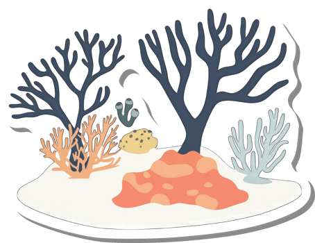 Stylized Illustration of an Underwater Coral Reef Scene png