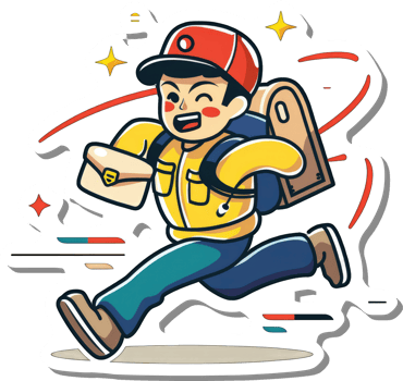 A Happy Delivery Boy Running Fast With Package png