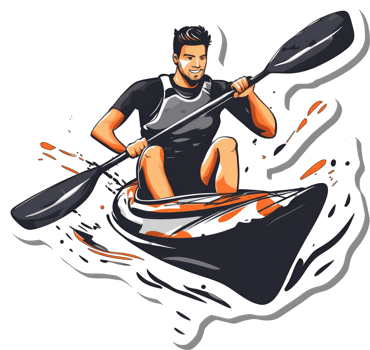 A Man Kayaking Down A River With A Paddle png