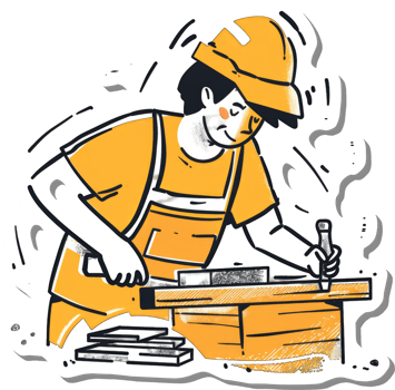A Construction Worker Carefully Crafts Wooden Pieces png