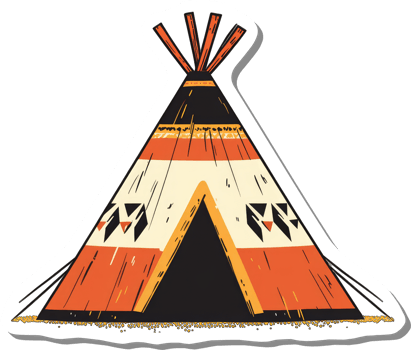 A colorful illustration of a Native American teepee png