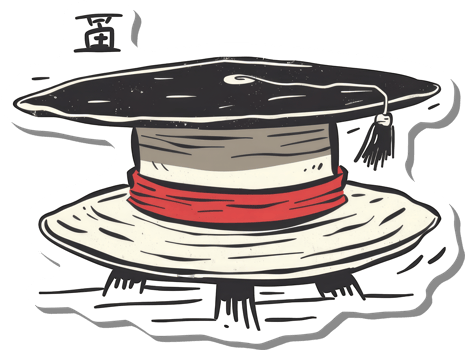 Illustrated Graduation Cap With Red Band And Tassel png