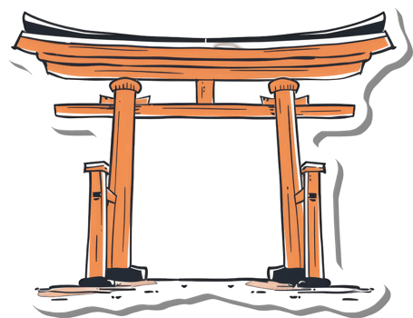 Illustrated Torii Gate Traditional Japanese Shrine Entrance png