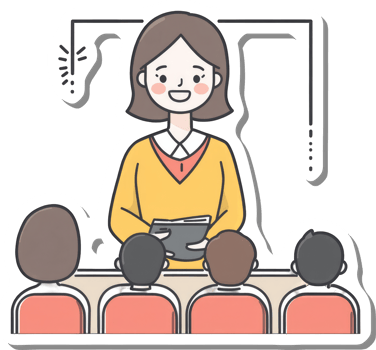 Teacher addressing a classroom of students attentively png