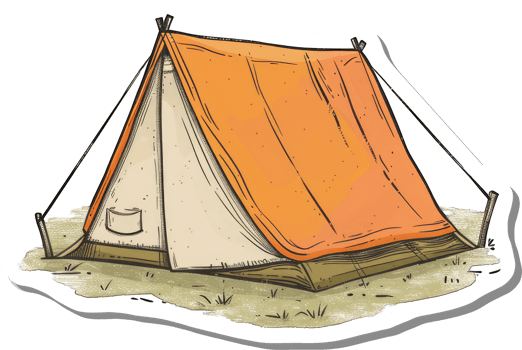 A Hand Drawn Illustration Of An Orange Tent png