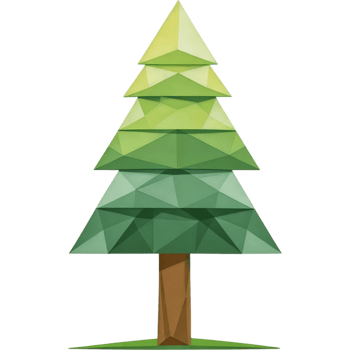 Stylized Green Evergreen Tree with a Geometric Design png