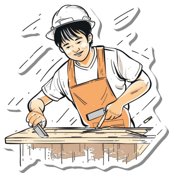 A Carpenter Carefully Works Wood Using Tools png