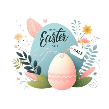 minimal Easter Sale banner design with colorful easter egg png