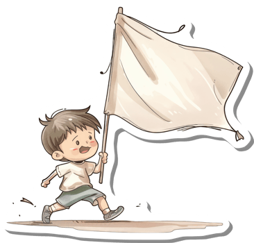 A Happy Boy Runs Carrying a Blank White Flag png