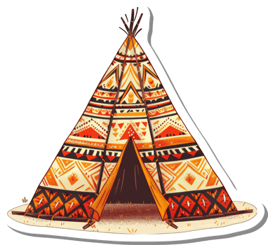 Ornate Native American Teepee Design Illustration png