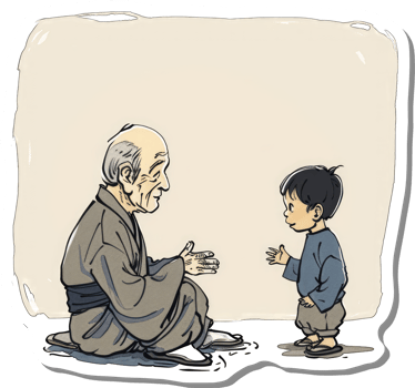 Elderly Man and Child Sharing a Moment Together png