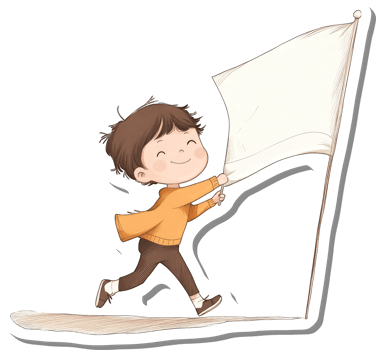 Happy Boy Running With A Blank Flag png