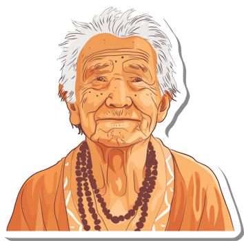 Portrait of a serene elderly woman with white hair png