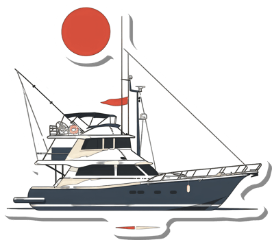 Elegant Motor Yacht Design Illustration Featuring A Sleek Vessel png