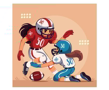 Dynamic American Football Match Between Two Female Players Illustration vector