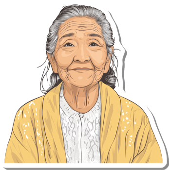 A Portrait of a Smiling Elderly Asian Woman png