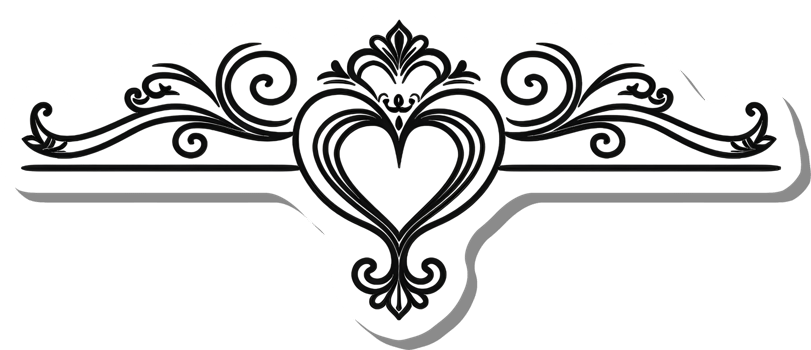 Ornate Heart Design with Swirling Floral Accents png