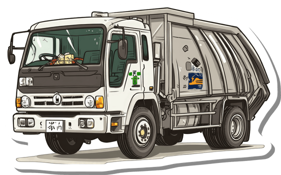 A Detailed Illustration Of A White Garbage Truck png