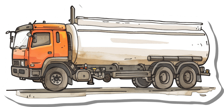Orange Tanker Truck Illustration Watercolor Style png