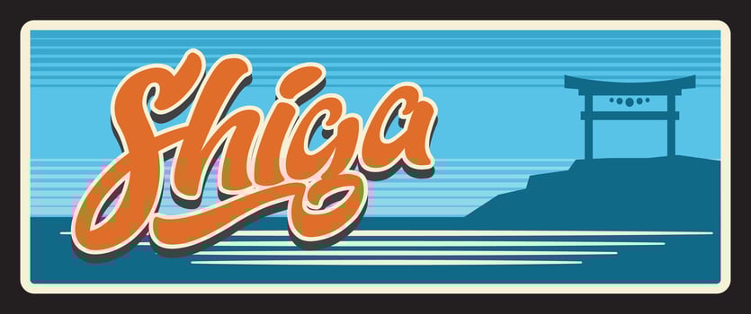 Shiga prefecture of Japan, Japanese travel plate vector