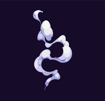 Curve white cloud, cartoon smoke, aroma smell vector