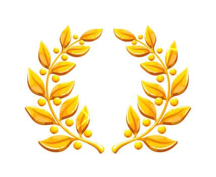 Golden laurel wreath with gold leaves and berries vector