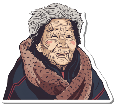 Smiling Elderly Woman Wearing a Warm Shawl png