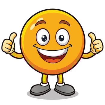 emoticon character showing thumbs up and giving thumbs up, vector