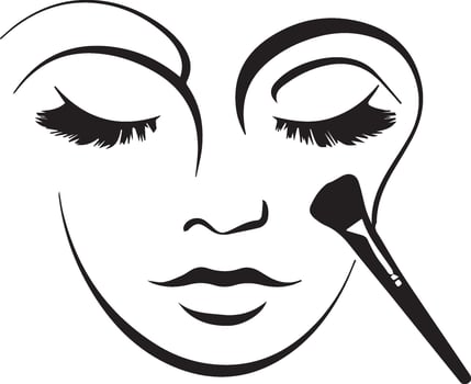 Beautiful woman face with make-up brush vector