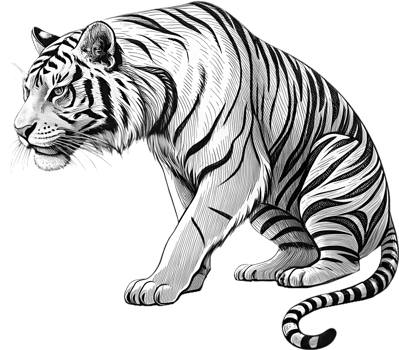 Bold Tiger Clipart Featuring Expressive and Dynamic Painting Style. . png