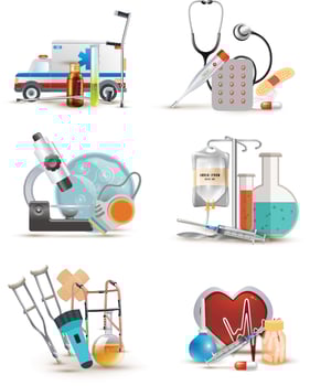 Hospital and Medical Equipment Icons vector