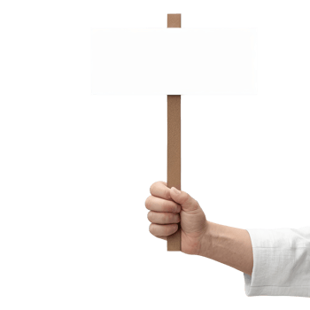 Hand holding empty board on transparent background png