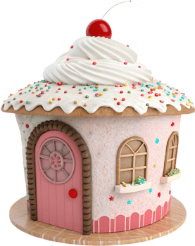 Dreamy Candy House with Whimsical Fairy Elements. . png