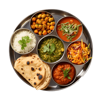 an indian thali with different types of food png
