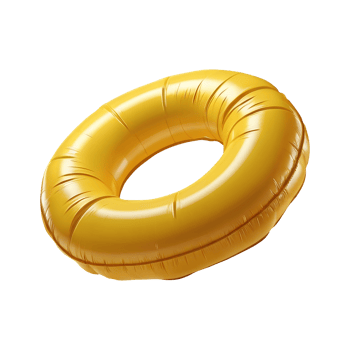 Yellow inflatable ring on transparent background png