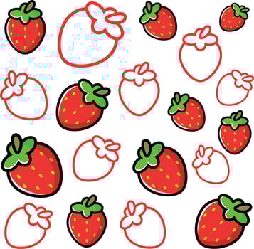strawberries and strawberries are shown in this image vector