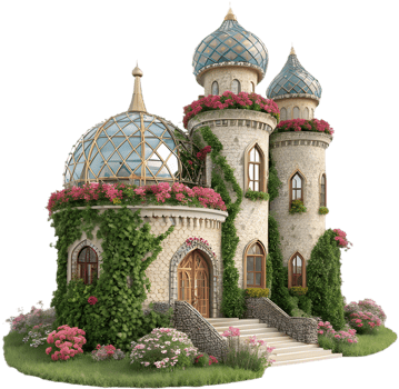 Whimsical Fairytale Castle with Enchanting Magical Imagery. . png