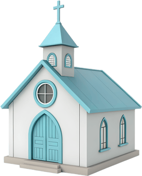 Minimalist Cartoon Church Icon Perfect for Spiritual Religious Themes. . png